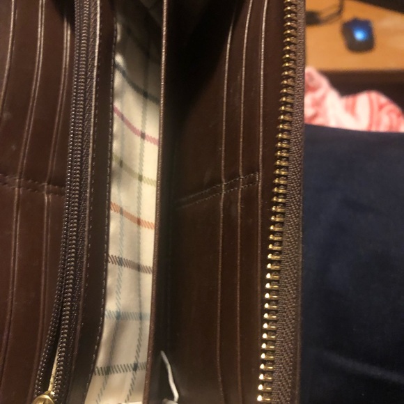 Coach Brown and Tan Signature Wallet, used, zipper pull missing - Picture 2 of 12